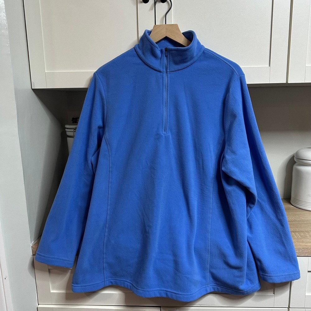 Lands' End Anyweather Sweater Women's 1X Blue Anti-Static 1/2 Zip Fleece Hiking‎